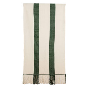 Piecera telar XL crudo y verde 228x111 cm.