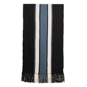 Piecera telar XL azul, negro y crudo 224x115 cm.