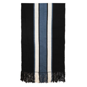 Piecera telar XL negro, azul y crudo 245x110 cm.