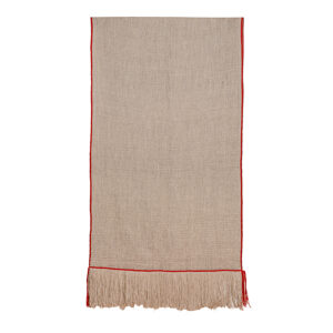 Piecera telar XL gris y rojo 224x111 cm.