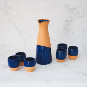 Jarra 6 vasos greda enlozada DE_3