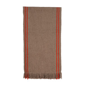 Bajada de cama gris y naranjo 151x71 cm.