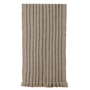 Bajada de cama gris con líneas verdes 143x70 cm.