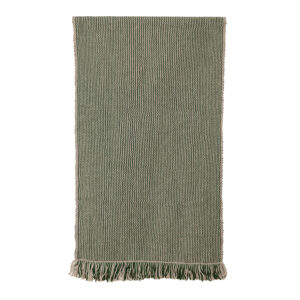 Bajada de cama verde y gris 141x76 cm.