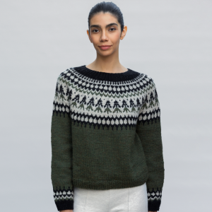 Sweater jacquard mujer verde - PREVENTA