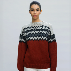Sweater jacquard unisex terracota