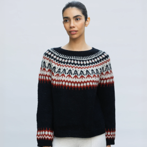 Sweater jacquard mujer negro - PREVENTA