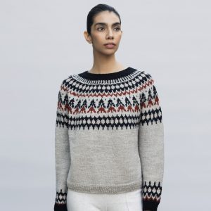Sweater jacquard mujer gris claro - PREVENTA